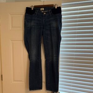 MATERNITY J. Crew Dark Blue Straight Leg Jeans, Side Panel